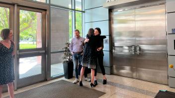 Rachel celebrating with family